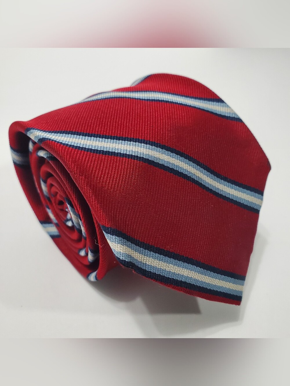 Kenneth Gordon Men's Silk Neck Tie Red Stripe Pattern Repp Fabric 56x3"